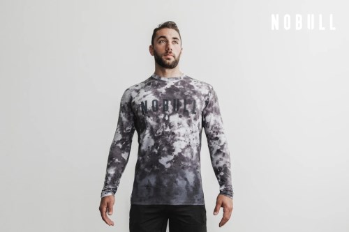 Magliette Maniche Lunghe NOBULL Dip-dye Uomo Nere/Bianche 3207KDM